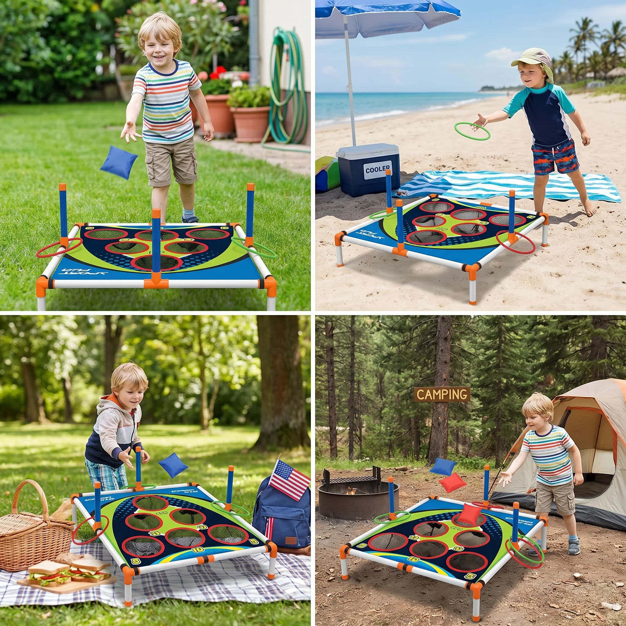 2-in-1 Cornhole & Ring Toss Game Set – Easy Setup for Garden & Travel - Image 4