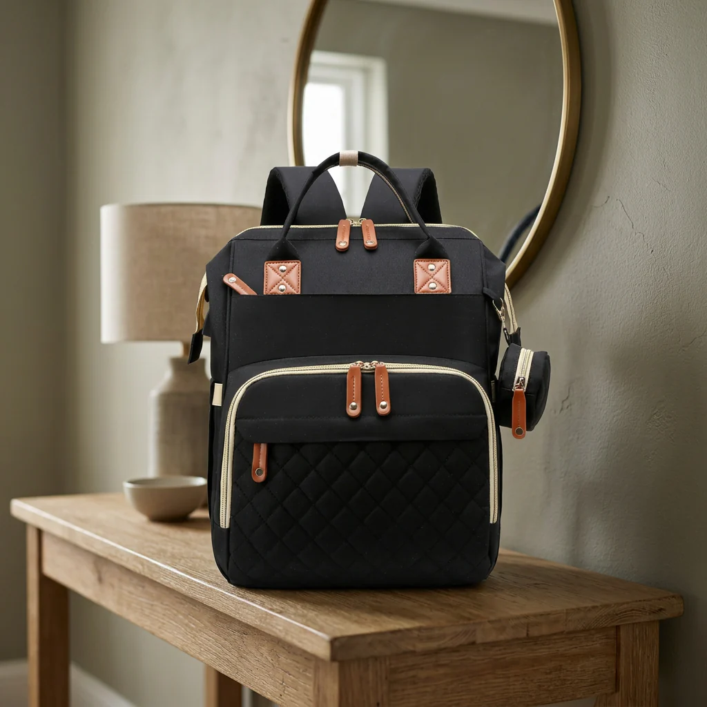 3-in-1 Travel Diaper Backpack with Foldable Baby Bed – Perfect for On-the-Go Parents - Image 9