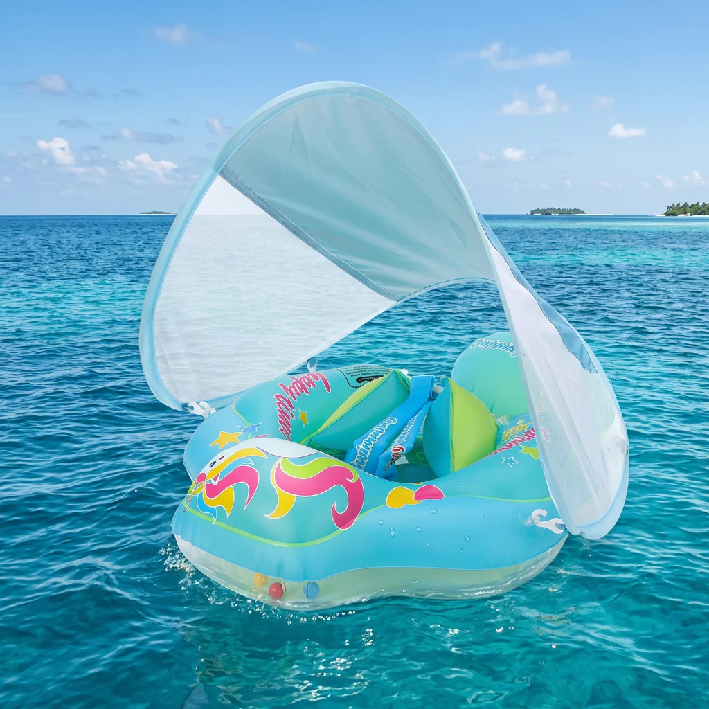 Baby Swim Float with Sun Canopy – Inflatable Infant Swimming Ring for Safe Water Fun - Image 6