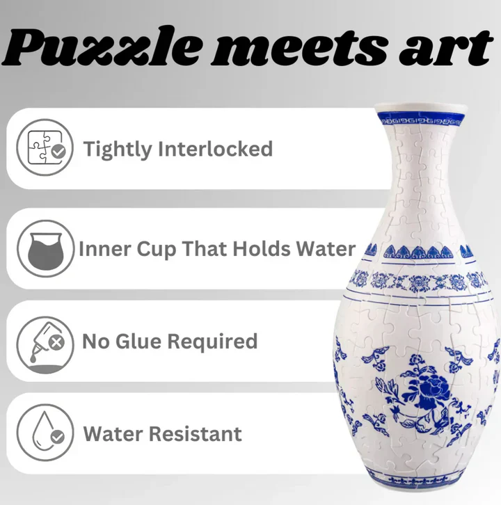 Elegant 3D puzzle vase - Suitable for real flowers - Image 2