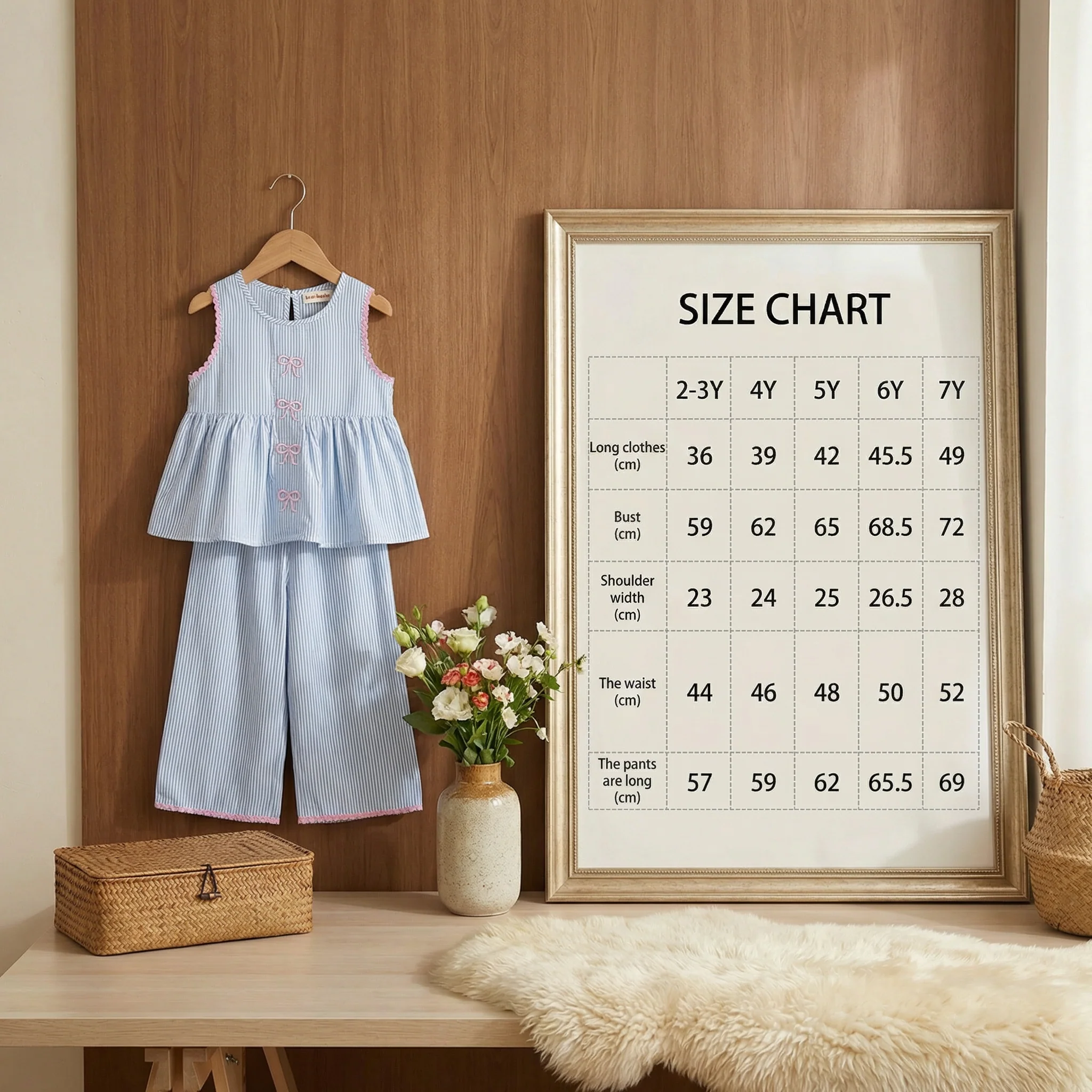 Girls’ Summer 2-Piece Outfit – Striped Set with Bow Embroidery - Image 5