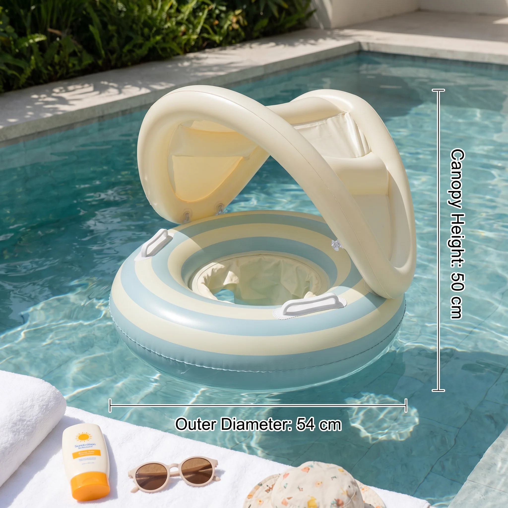 Inflatable Retro Lollipop Baby Swim Ring with Removable Sun Canopy – Secure Seat for 6–36 Months - Image 5