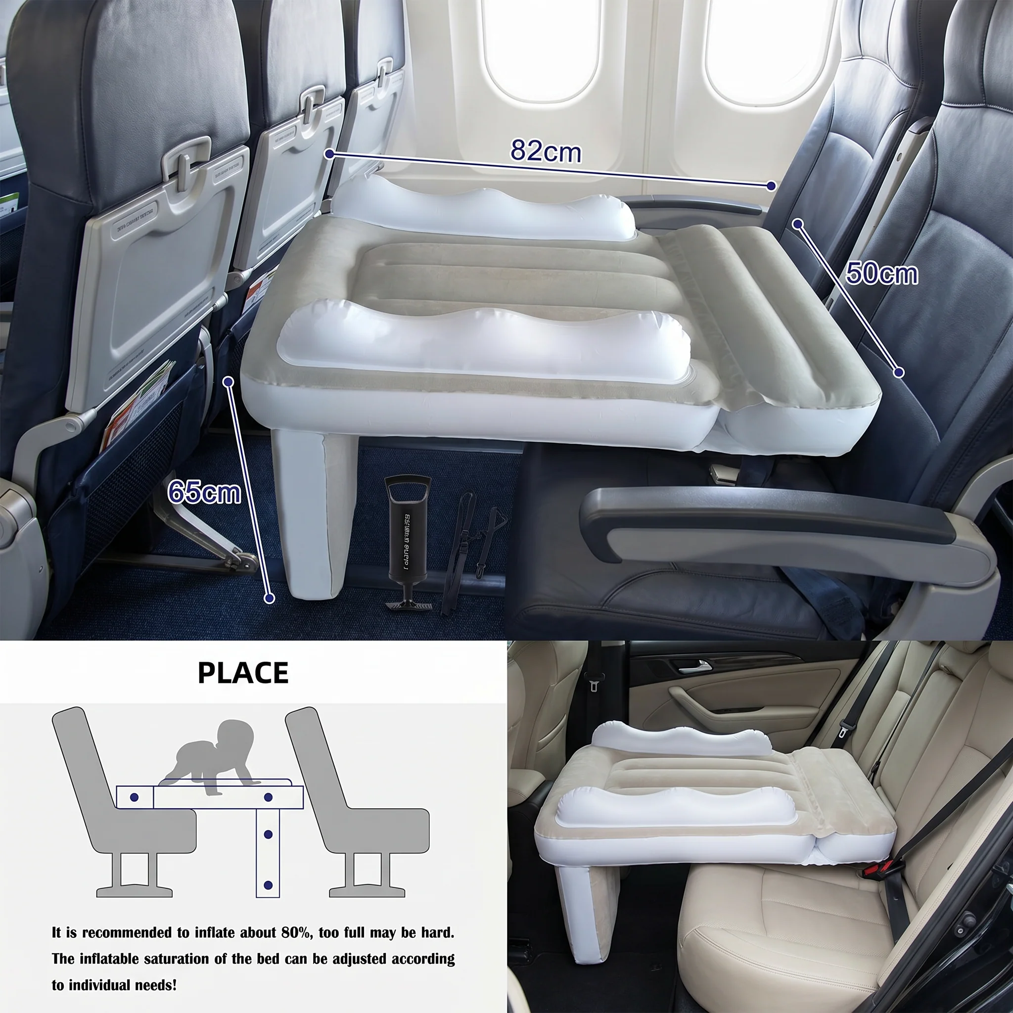Inflatable Toddler Travel Bed with Seat Extender for Plane and Car - Image 5