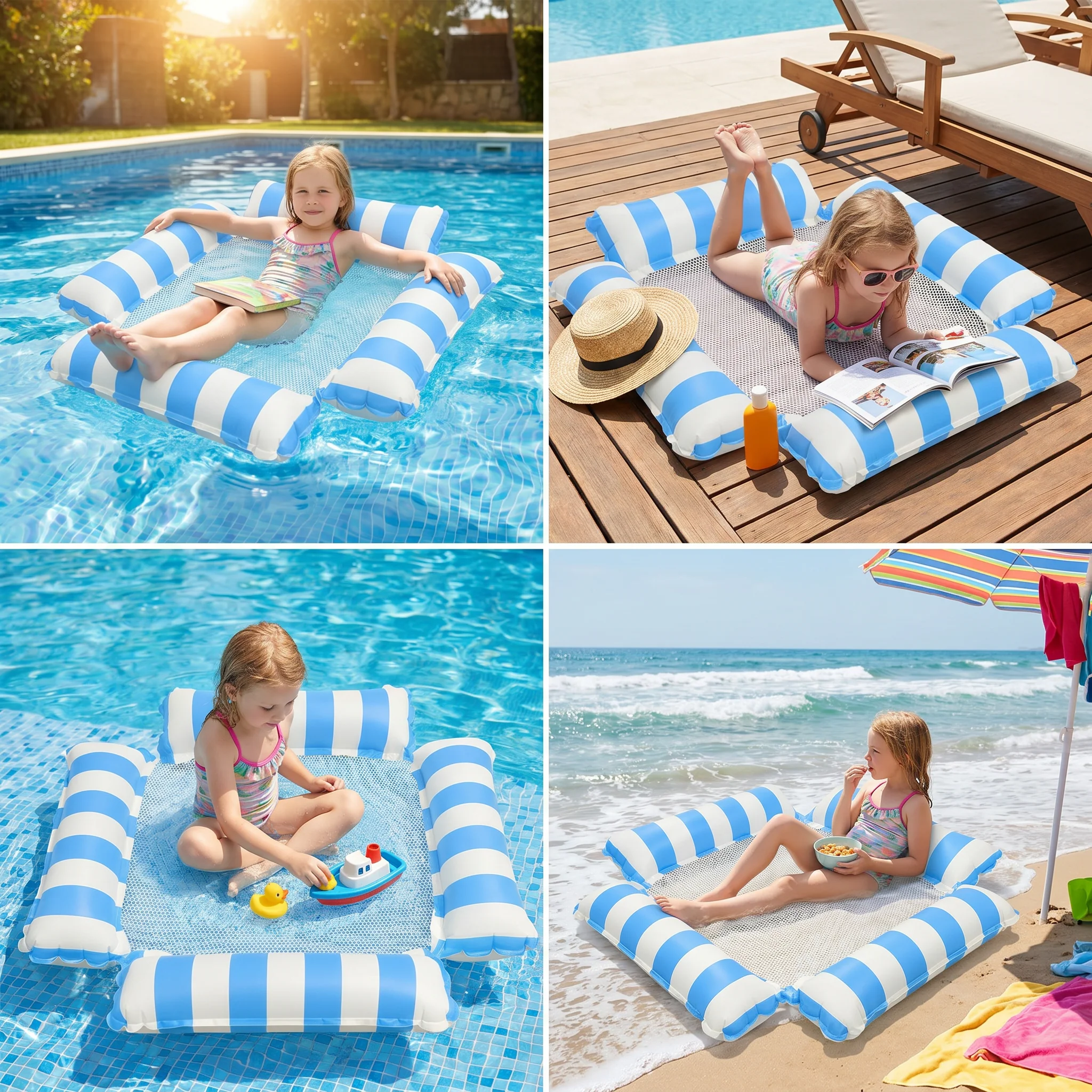 Inflatable water mat with mesh surface – comfortable pool and sun lounger - Image 4
