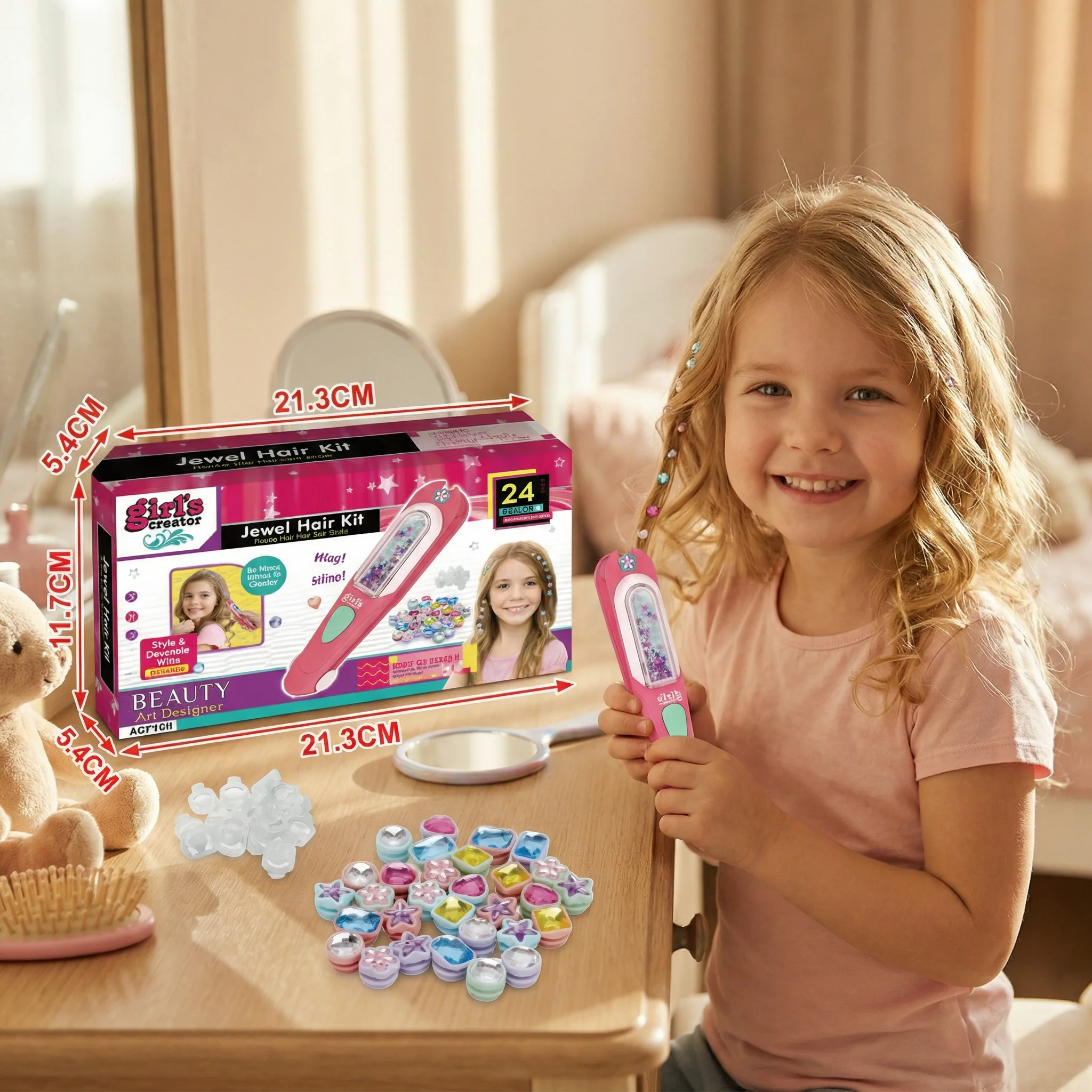 Kids Hair Gem Styling Kit – Hair Gem Stamper with Reusable Sparkling Gems - Image 5