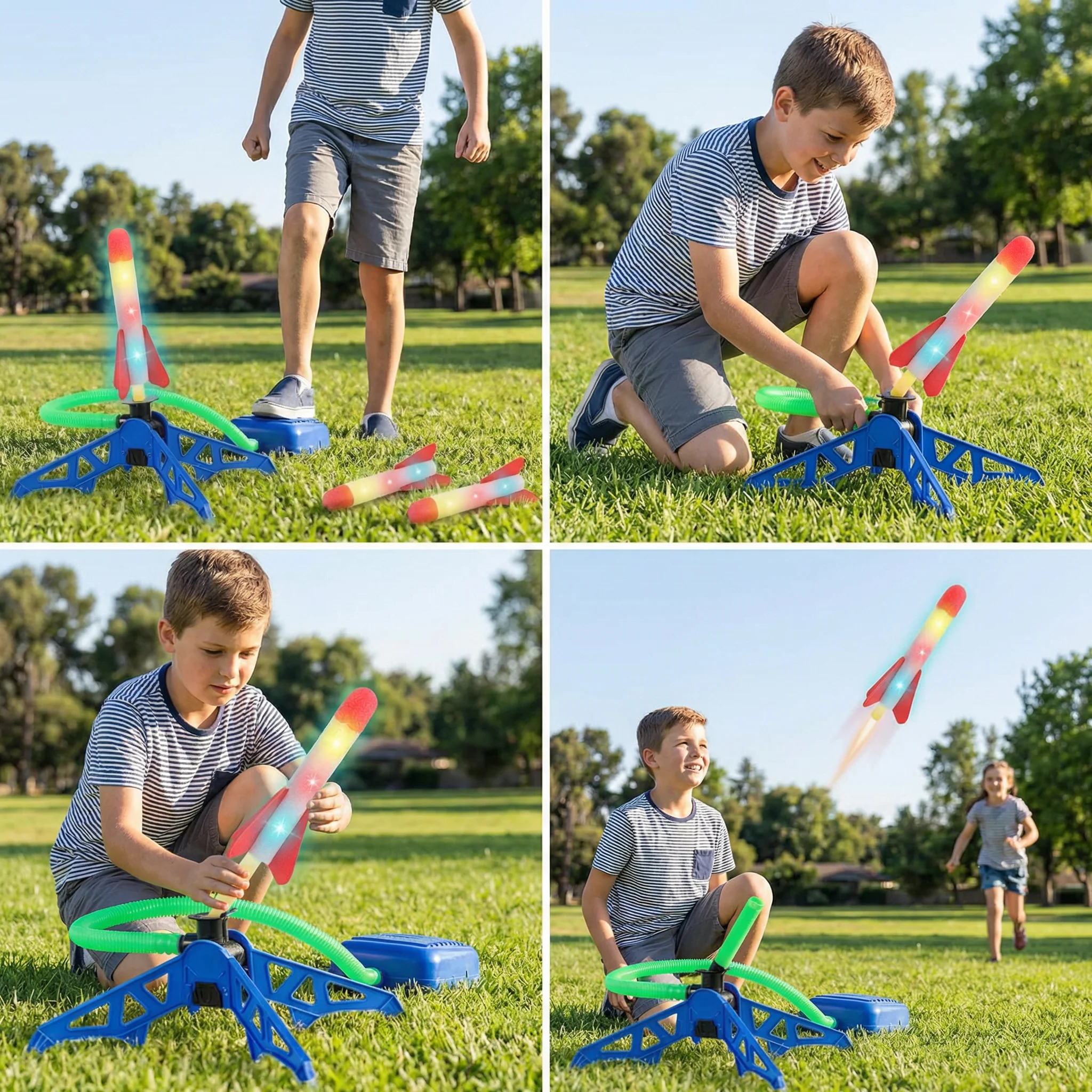 Kids Rocket Launcher with Foot Pump – Lightning Air-Powered Outdoor Toy - Image 4