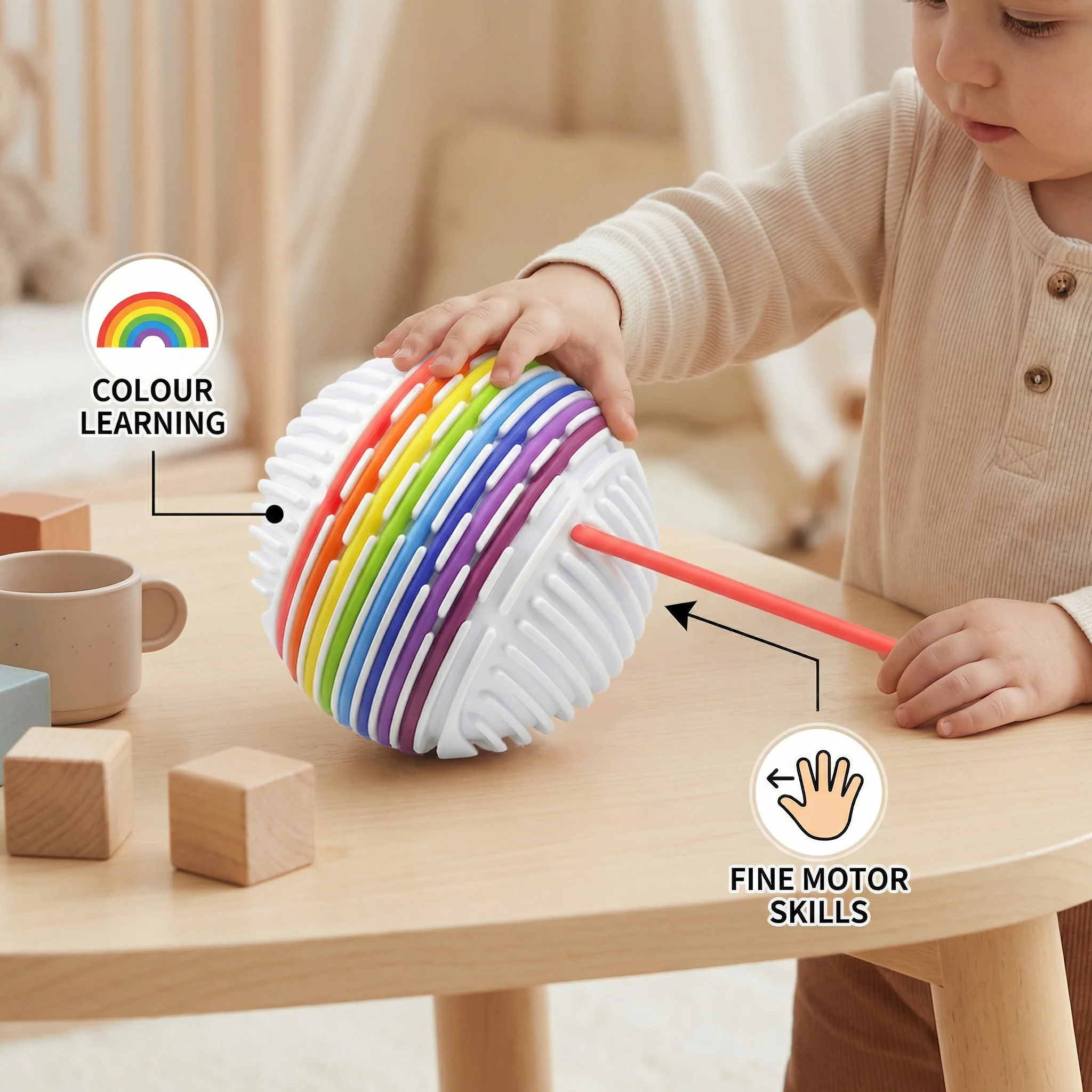 Montessori Sensory Ball – Colour Learning & Fine Motor Skills Toy - Image 3