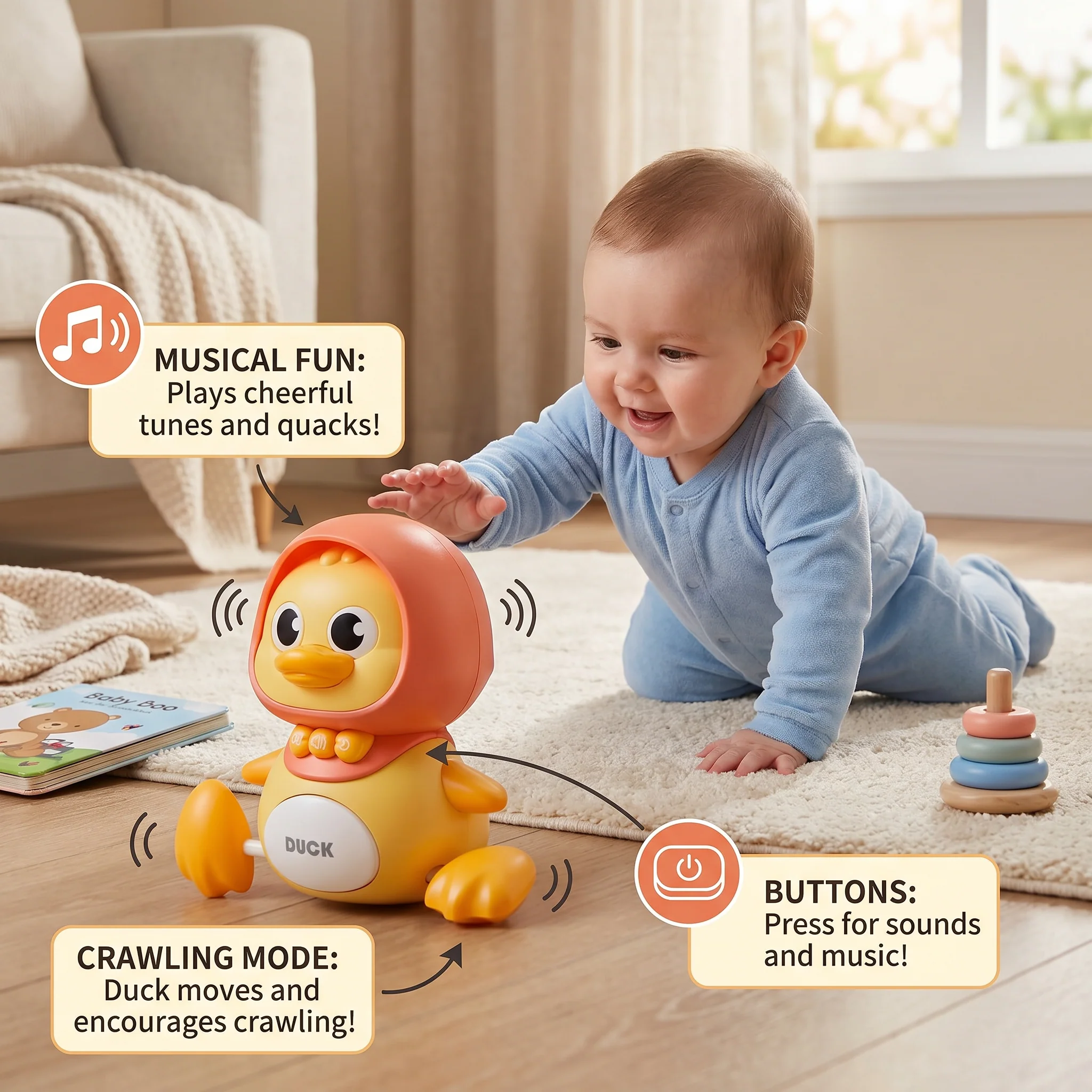 Musical Duck Family Crawling & Learning Toy for Babies - Image 4