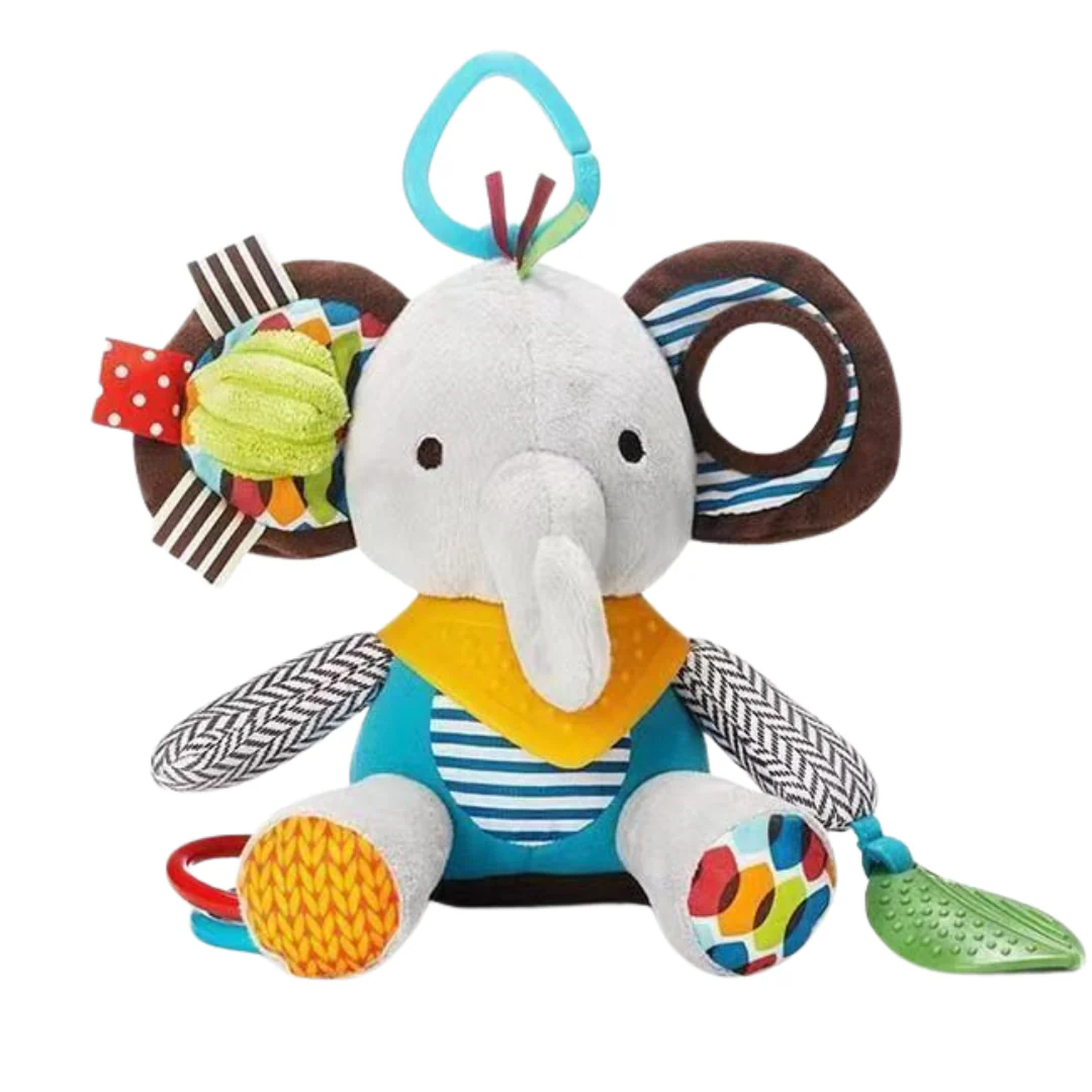 Sensory baby plush toy with rattle and silicone attachment for teething - Image 4
