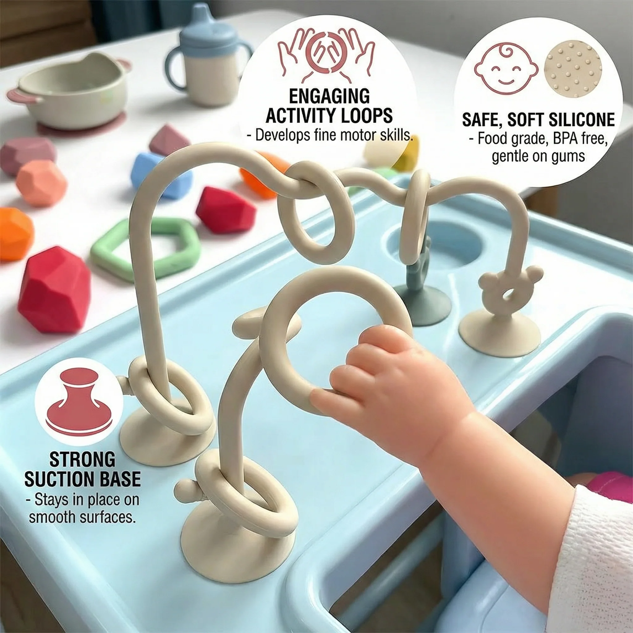 Silicone Baby Activity Toy – Suction Cup Learning Toy for Table & High Chair - Image 3