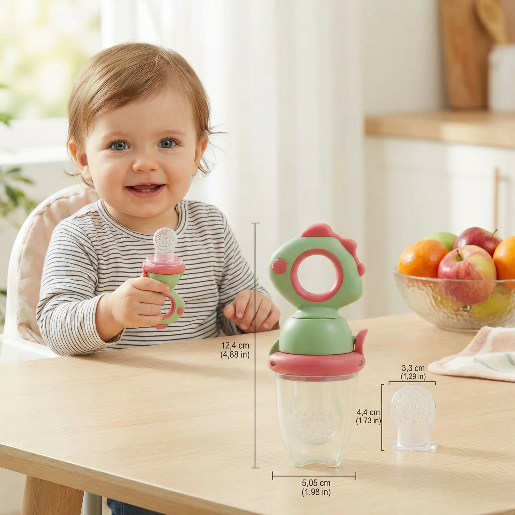 Silicone Baby Fruit Feeder & Teether with Push Mechanism - Image 5