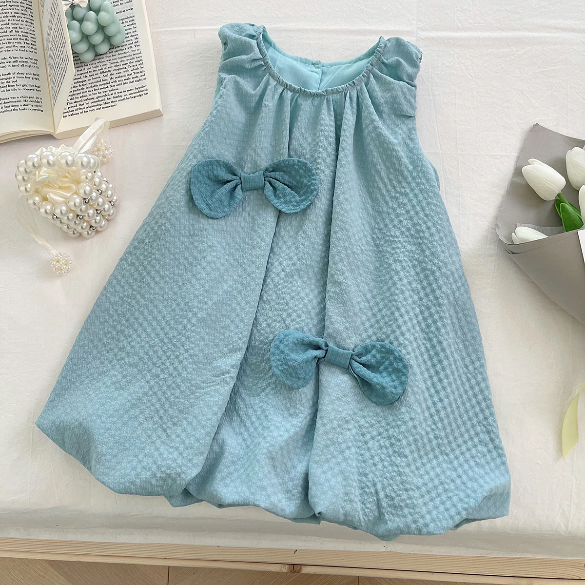 Trendy Girls’ 2-Piece Outfit – Green Set with Bow Details - Image 6